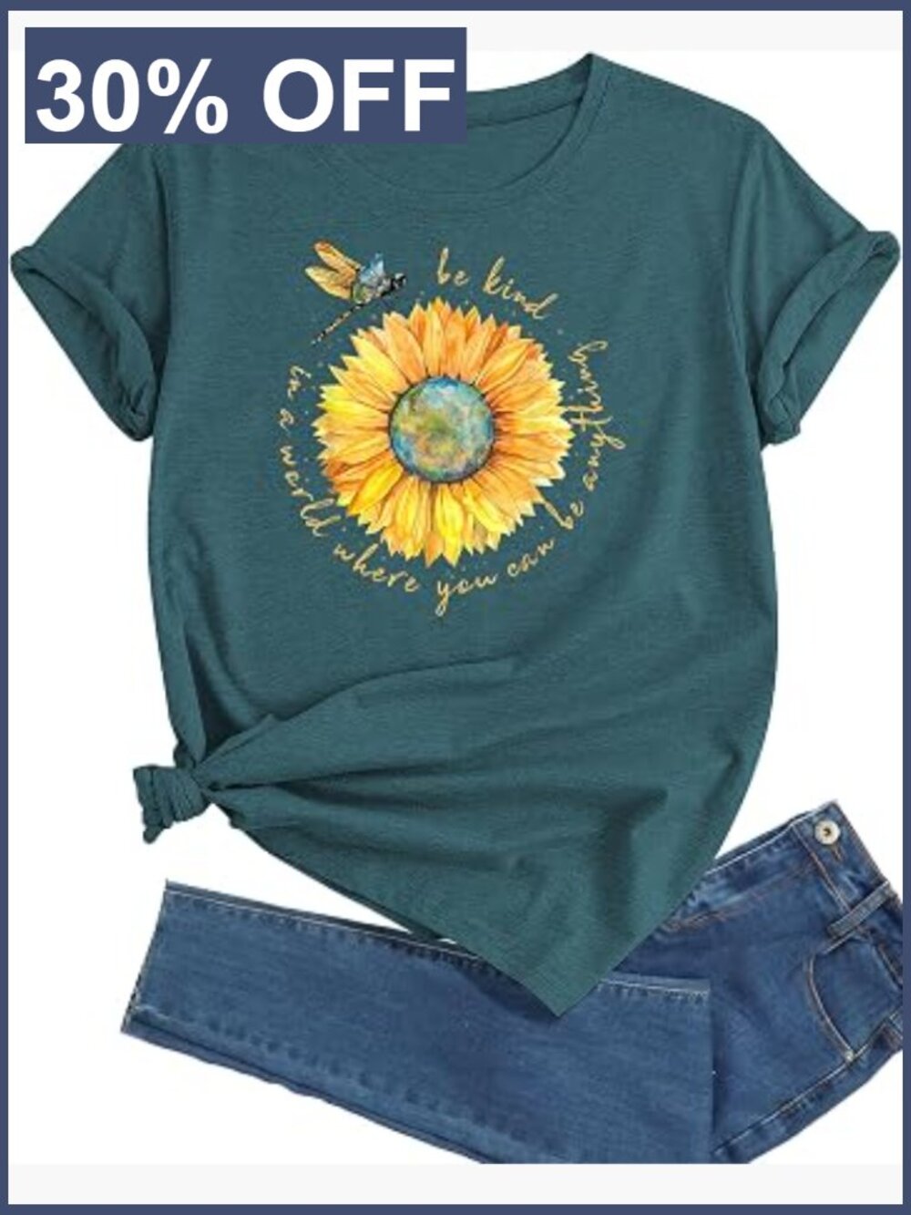 Plus Size Sunflower Graphic Tee Casual Crewneck Short Sleeve Women's